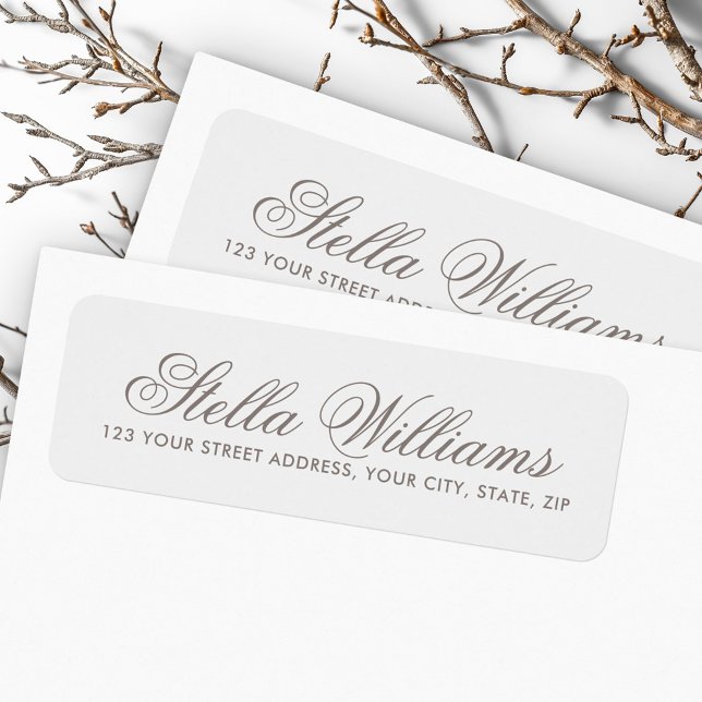 Romantic light grey calligraphy script (Romantic light gray calligraphy script label)