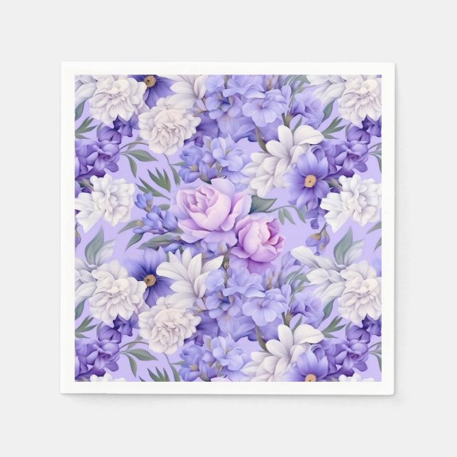 Romantic light purple flowers napkin (Front)