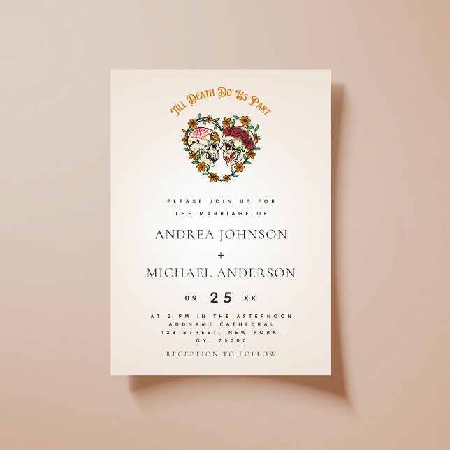 Romantic Light Sugar Skull Wedding Invitation (Creator Uploaded)