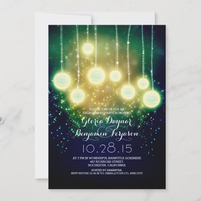 romantic lights engagement party invitation (Front)