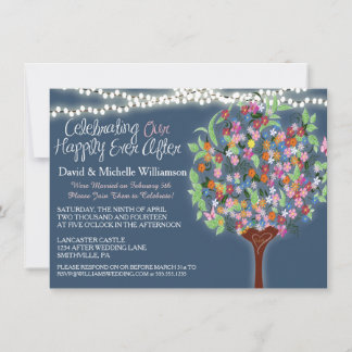 Romantic Lights Whimsical Tree Post Wedding Invite