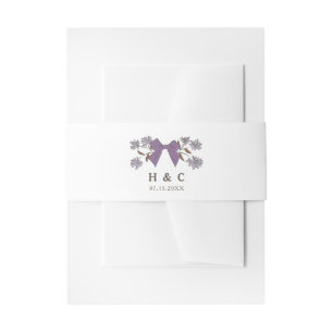 Romantic Lilac Bow Floral Wedding  Invitation Belly Band