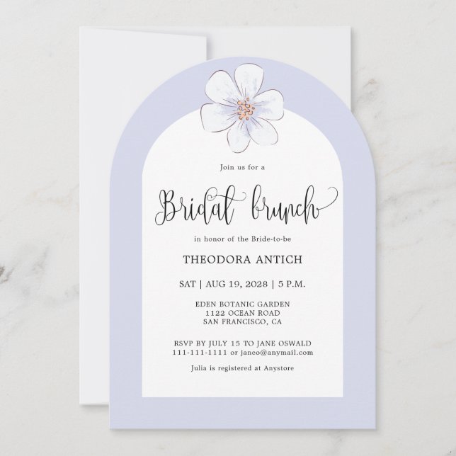 Romantic Lilac Floral  Bridal Brunch Invitation (Front)