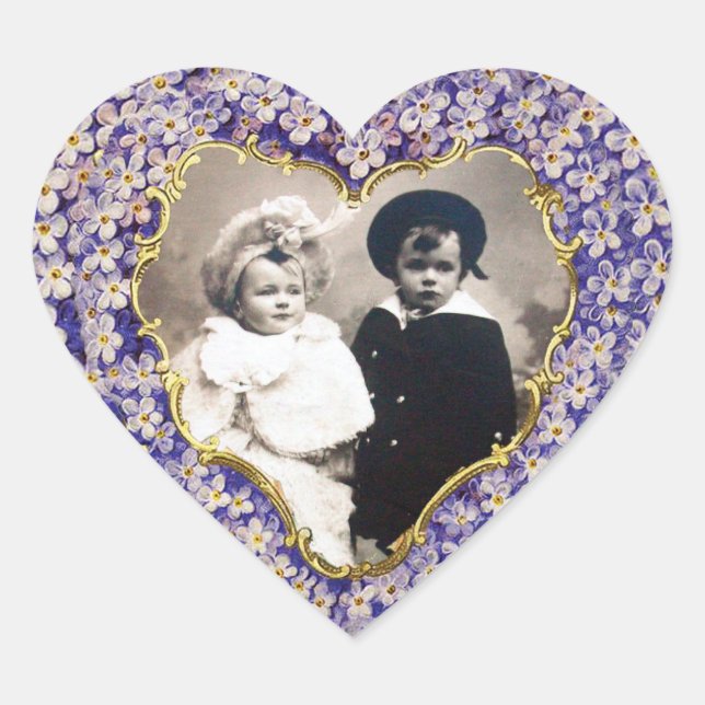 ROMANTIC LILAC HEART PHOTO TEMPLATE HEART STICKER (Front)