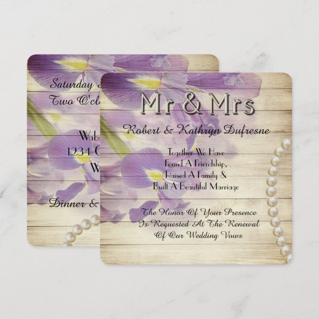Romantic Lilies Wedding Vow Renewal Invitation (Front/Back)