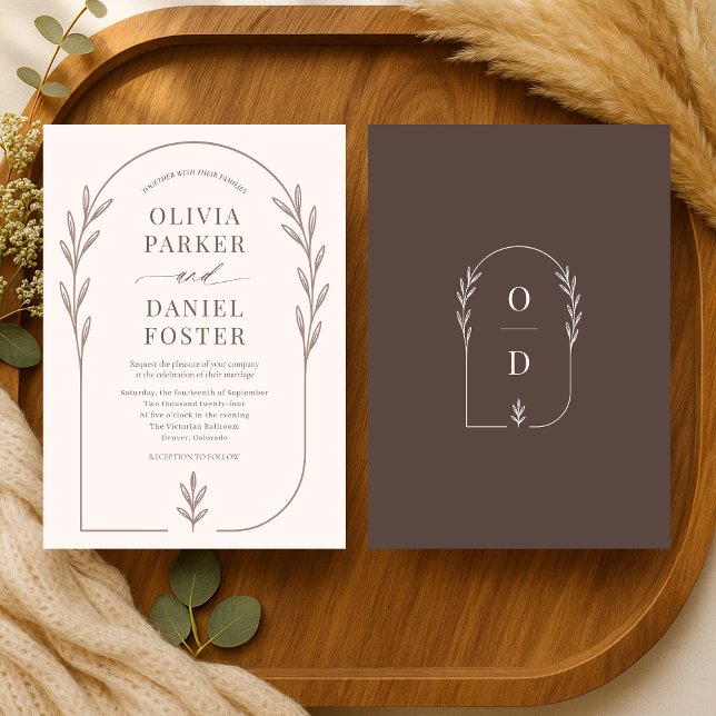 Romantic Line Art Boho Floral Wedding Invitation (Creator Uploaded)