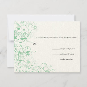 Romantic Love Bird Mint Wedding RSVP Card