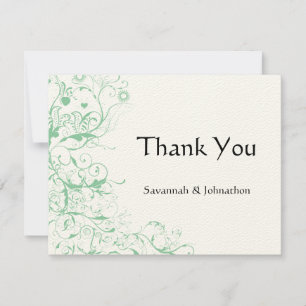 Romantic Love Bird Mint Wedding Thank You Card