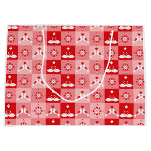 Romantic Love Birds & Swan Hearts Seamless Valenti Large Gift Bag