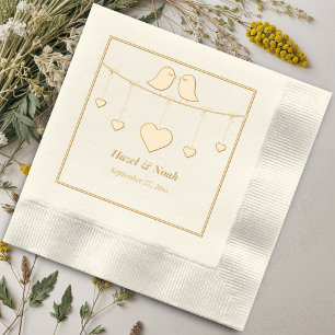 Romantic Love Birds Wedding  Foil Napkins
