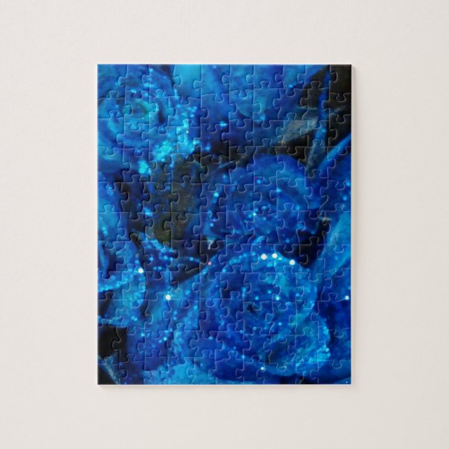 Romantic Love Blue Glitter Glamour Roses Jigsaw Puzzle (Vertical)