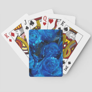 Romantic Love Blue Glitter Glamour Roses Playing Cards