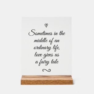 Romantic Love Calligraphy Fairy Tale Wedding Acrylic Sign