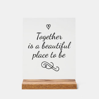Romantic Love Calligraphy Togetherness Wedding Acrylic Sign
