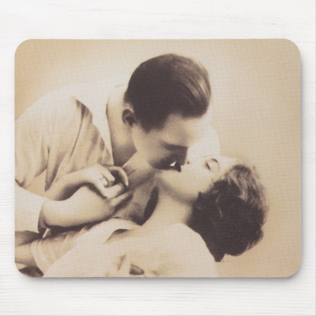 Romantic Love Couple Kissing vintage illustration Mouse Pad (Front)