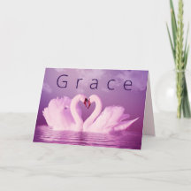 Romantic Love Grace Swans Purple Pink Personalised