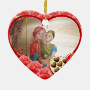 Romantic Love Heart Art Print Ceramic Tree Decoration