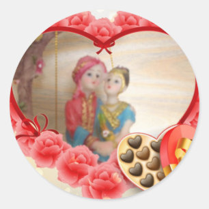 Romantic Love Heart Art Print Classic Round Sticker