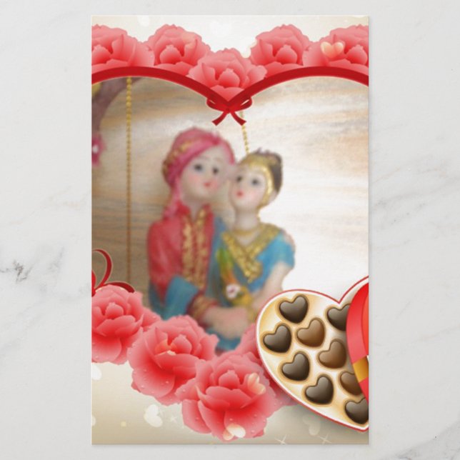 Romantic Love Heart Art Print Stationery (Front)