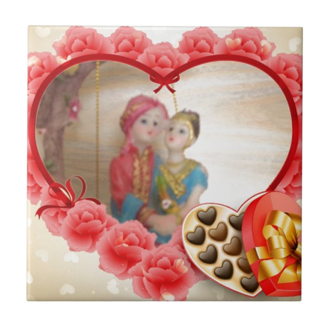 Romantic Love Heart Art Print Tile (Front)