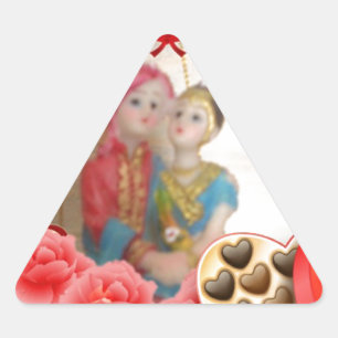 Romantic Love Heart Art Print Triangle Sticker