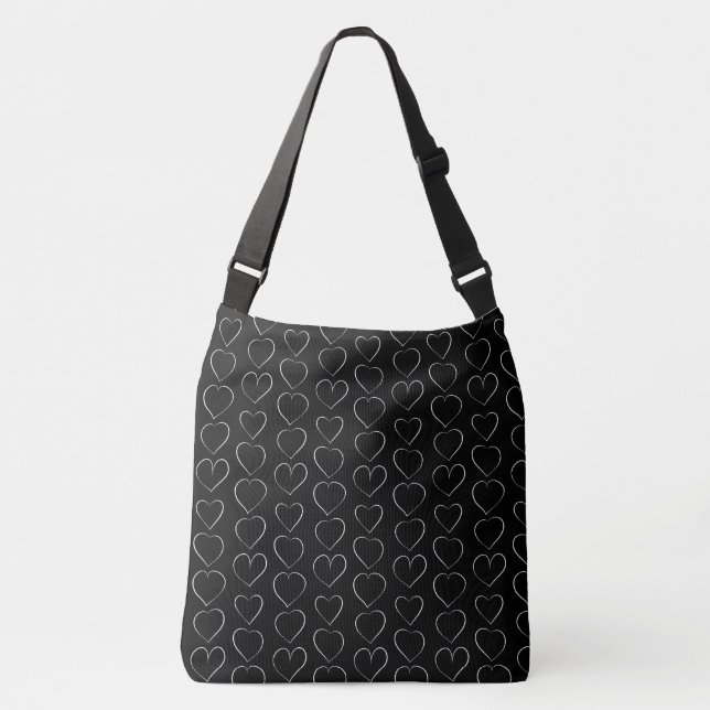 ROMANTIC LOVE HEART BLACK CROSSBODY BAG (Front)