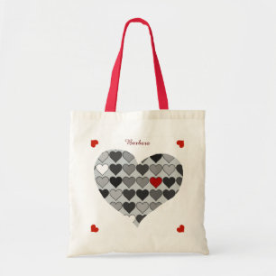 romantic love hearts red personalised tote bag