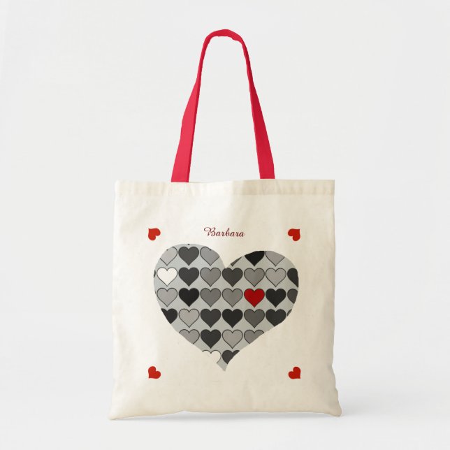 romantic love hearts red personalised tote bag (Front)