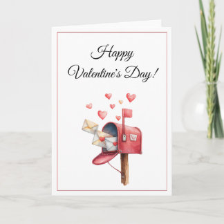 Romantic love Letter Mailbox Happy Valentine's Day Holiday Card