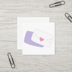 Romantic Love Letter With Heart Seal Square Business Card