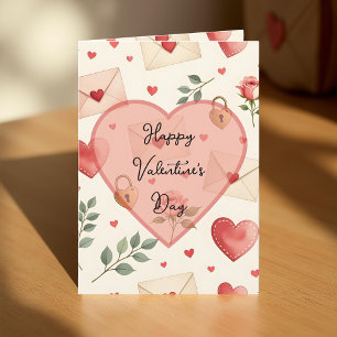 Romantic Love Letters Hearts Valentine's Day Card