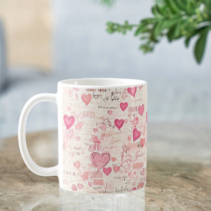 Romantic Love Notes and Hearts Coffee Mug