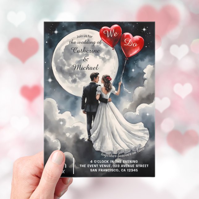 Romantic Love On Cloud Nine Fairytale Wedding Acrylic Invitations (Creator Uploaded)