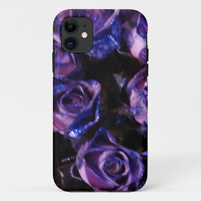 Romantic Love Purple Valentine Glitter Roses Case-Mate iPhone Case (Back)
