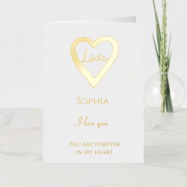 Romantic Love Quote Heart Foil Greeting Card (Front)