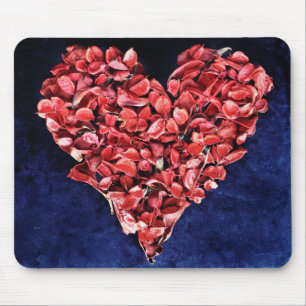 Romantic Love Rose Petal Red Heart Mouse Pad