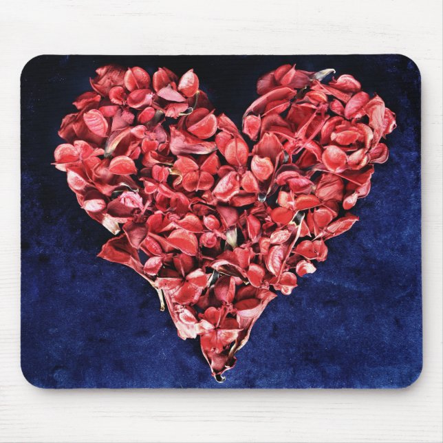 Romantic Love Rose Petal Red Heart Mouse Pad (Front)