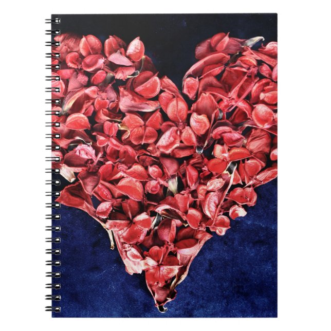 Romantic Love Rose Petal Red Heart Notebook (Front)