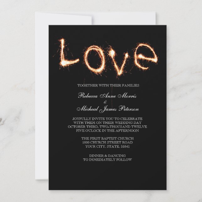 Romantic Love Sparklers Wedding Invitation (Front)
