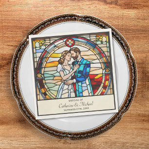 Romantic Love Stained Glass Style European Wedding Napkin