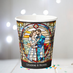 Romantic Love Stained Glass Style European Wedding Paper Cups