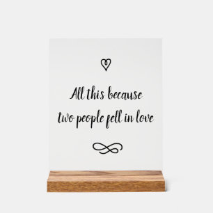 Romantic Love Story Wedding Calligraphy Keepsake Acrylic Sign