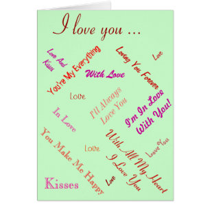 romantic love text on coloured background