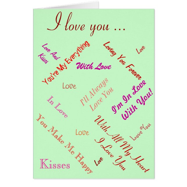 romantic love text on coloured background (Front)