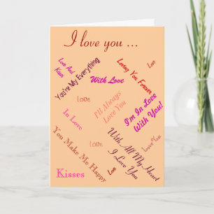 romantic love text on peach background valentines holiday card