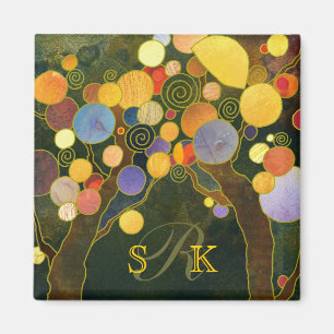 Romantic Love Trees Monogram Wedding Keepsake Magnet
