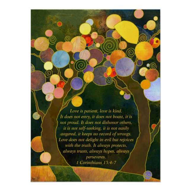 Romantic Love Trees Wedding Keepsake | Ceremony Poster (Front)