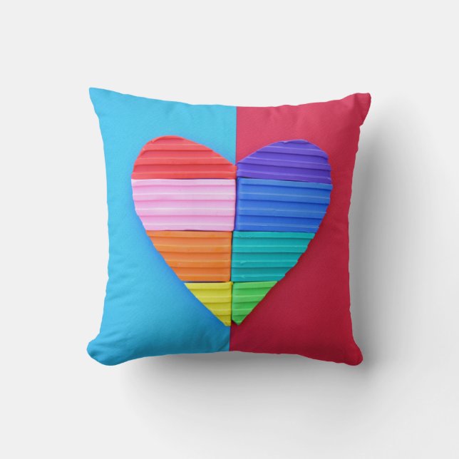 Romantic Love Twin Rainbow Hearts Cushion (Front)