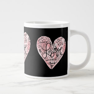 Romantic Love Typography Heart Large Coffee Mug
