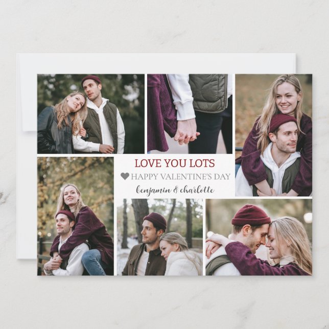 Romantic Love valentines day couple photo Collage Holiday Card (Front)